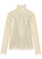 Rabanne Panelled Lace and Satin top Ivory