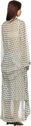 Dries Van Noten White & Green Polka Dot Print Silk Creponne Jacket