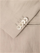 Caruso - Norma Double-Breasted Silk and Linen-Blend Suit Jacket - Neutrals