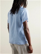 Derek Rose - Milan 23 Camp-Collar Printed Linen Shirt - Blue