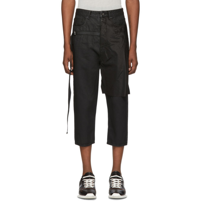 Rick Owens Drkshdw Black Combo Collapse Cropped Jeans Rick