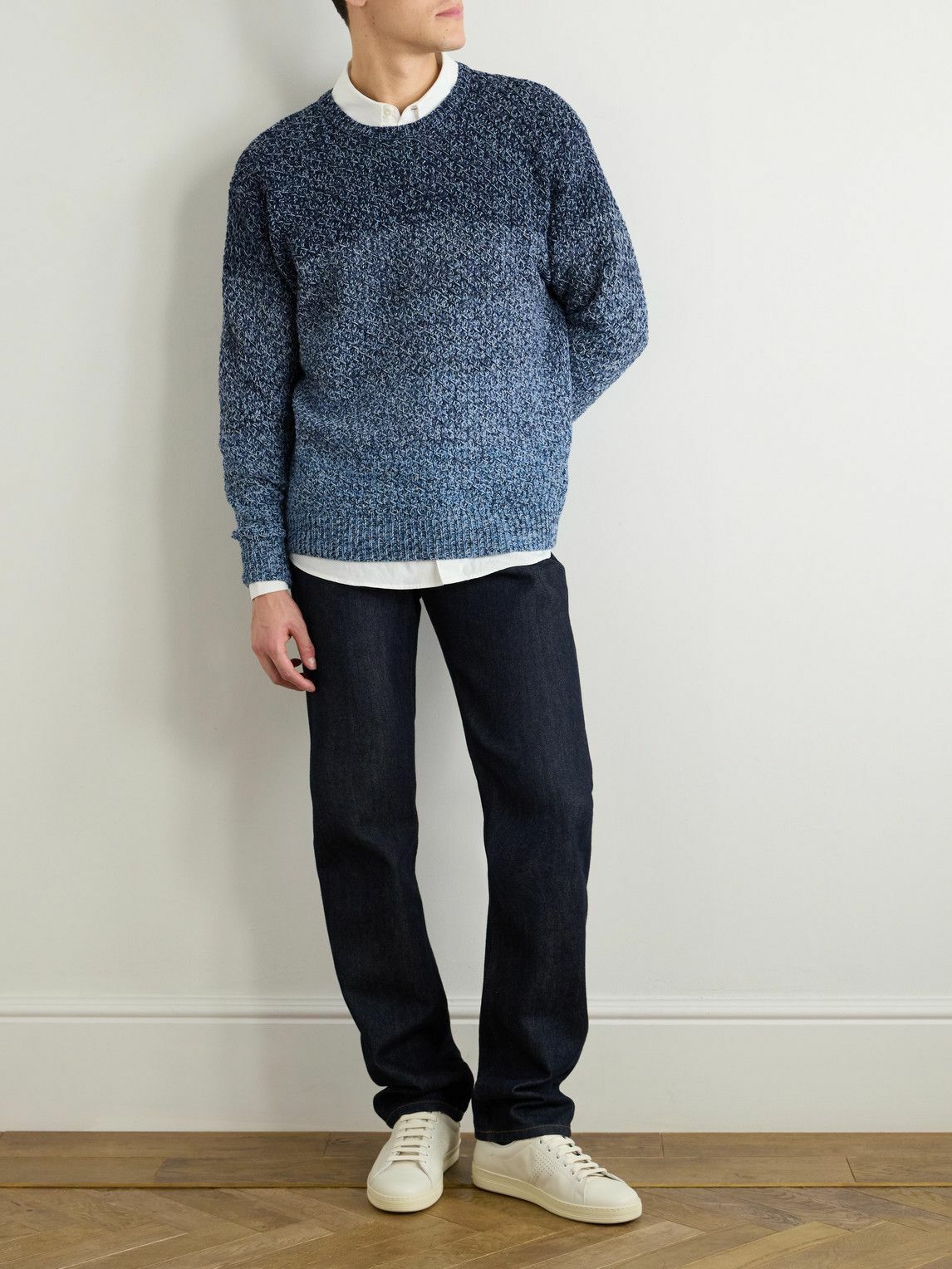 Etro - Degradé Cotton-Jacquard Sweater - Blue