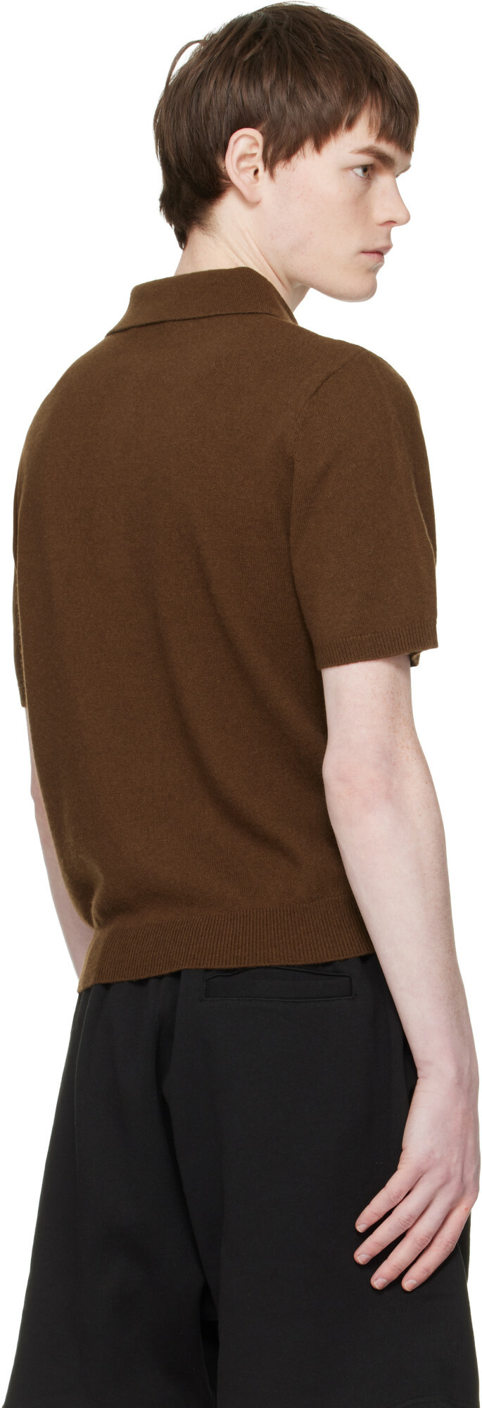 Entire Studios Brown Short Sleeve Knit Polo