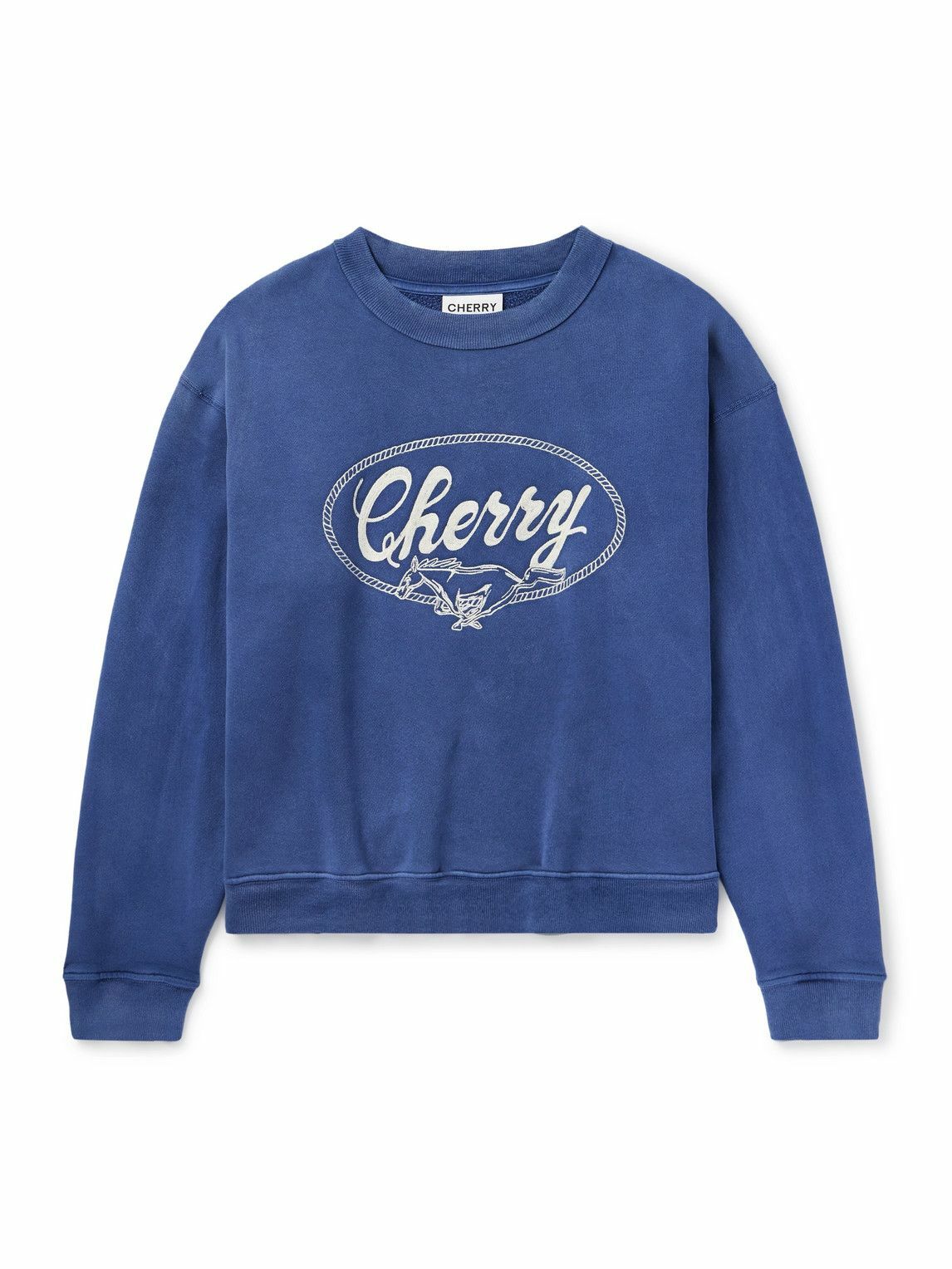cherry Los Angeles スウェット CHERRY LA - Logo-Embroidered Cotton-Jersey Sweatshirt - Blue
