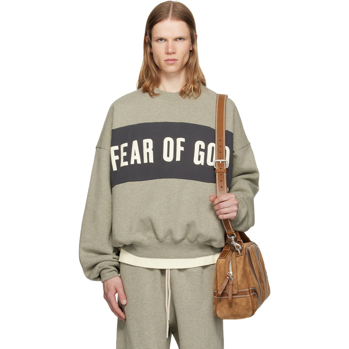 Fear of God ESSENTIALS Gray Cropped Relaxed Panelled Sweatshirt