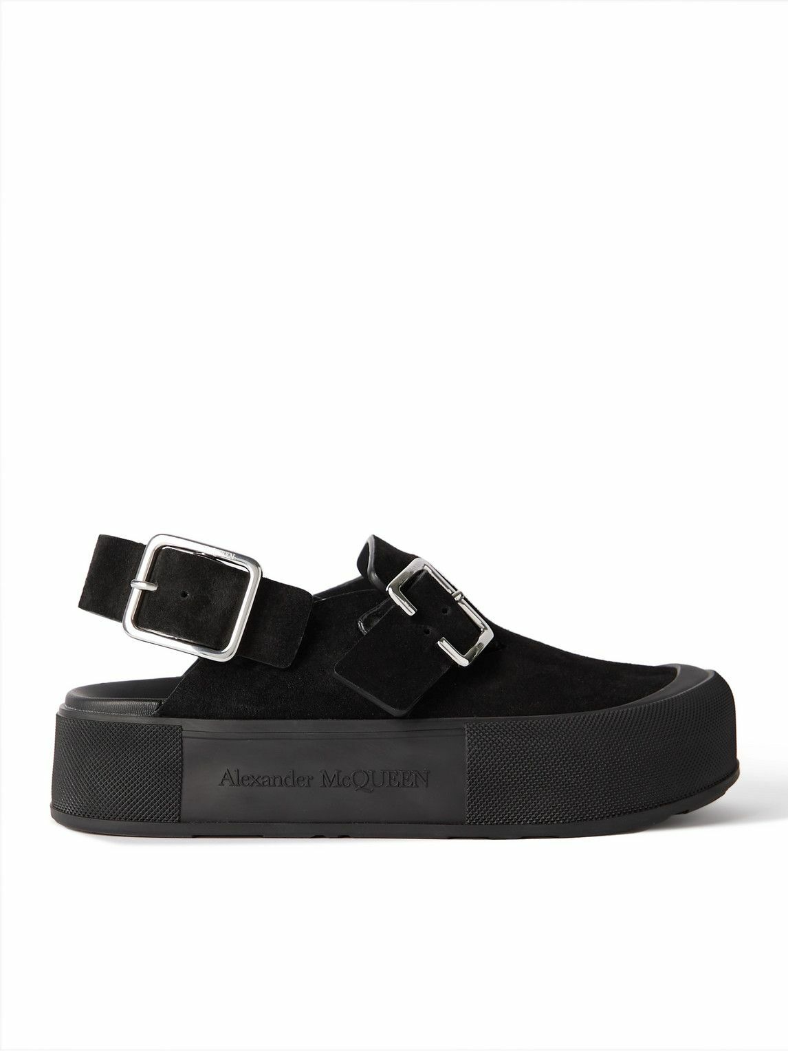 Alexander McQueen - Exaggerated-Sole Suede Sandals - Black