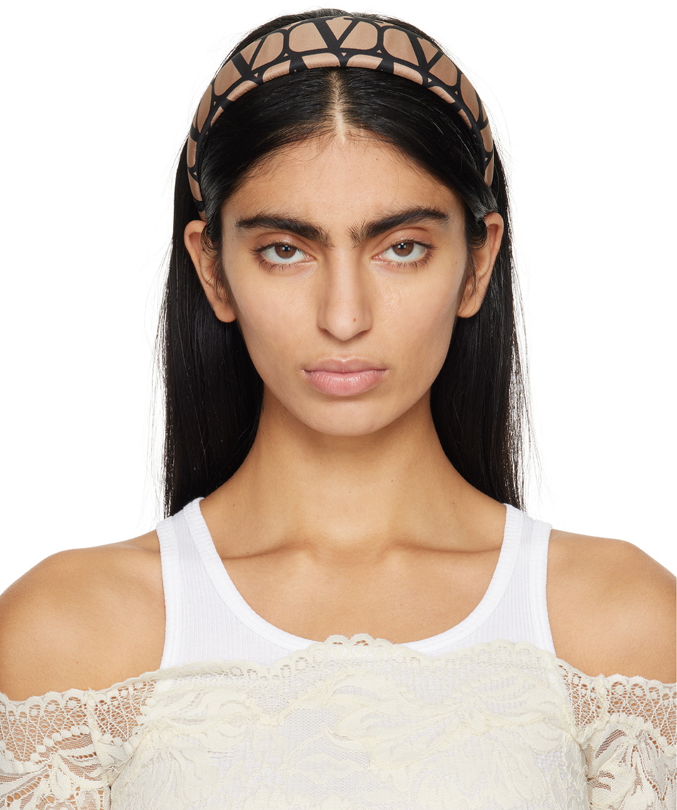 NEW VALENTINO women\'s logo embroidered silk hair band in ecru/white Valentino Garavani Logo-Embroidered Silk Hair Band | eBay main image 2