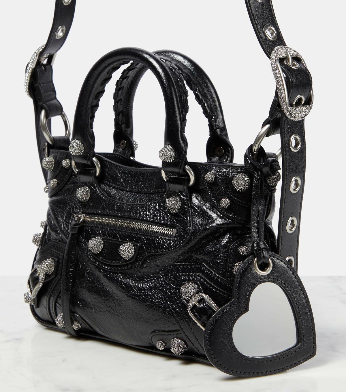 【BALENCIAGA】NEO CAGOLE XS TOTE BAG Neo Cagole XS leather tote bag in silver - Balenciaga