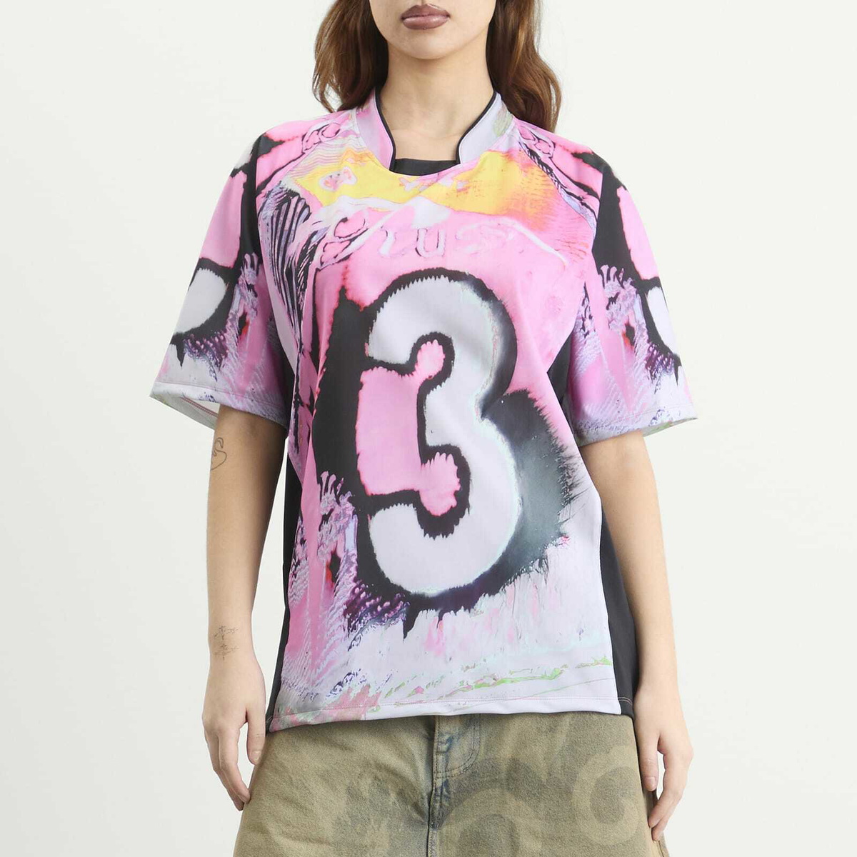 Paolina Russo Women's Sport Loose Fit Short Sleeve Top in Pink