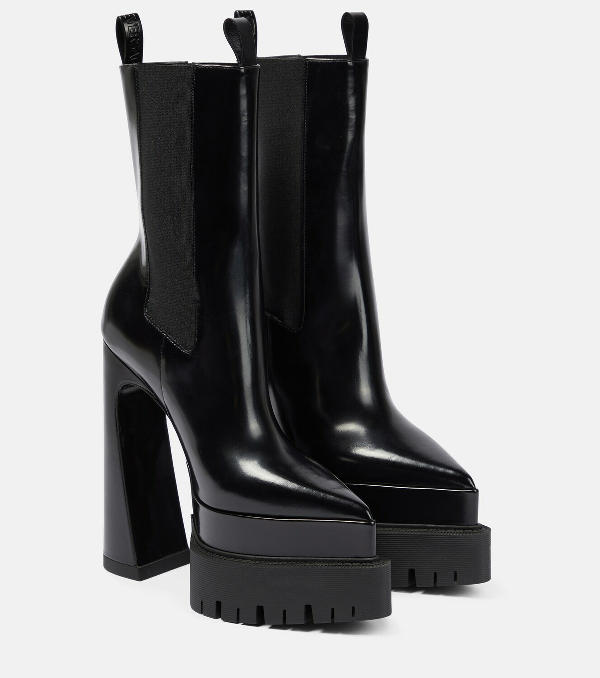 Versace - Aevitas Pointy leather platform ankle boots