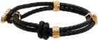 Versace Black Braided Safety Pin Bracelet