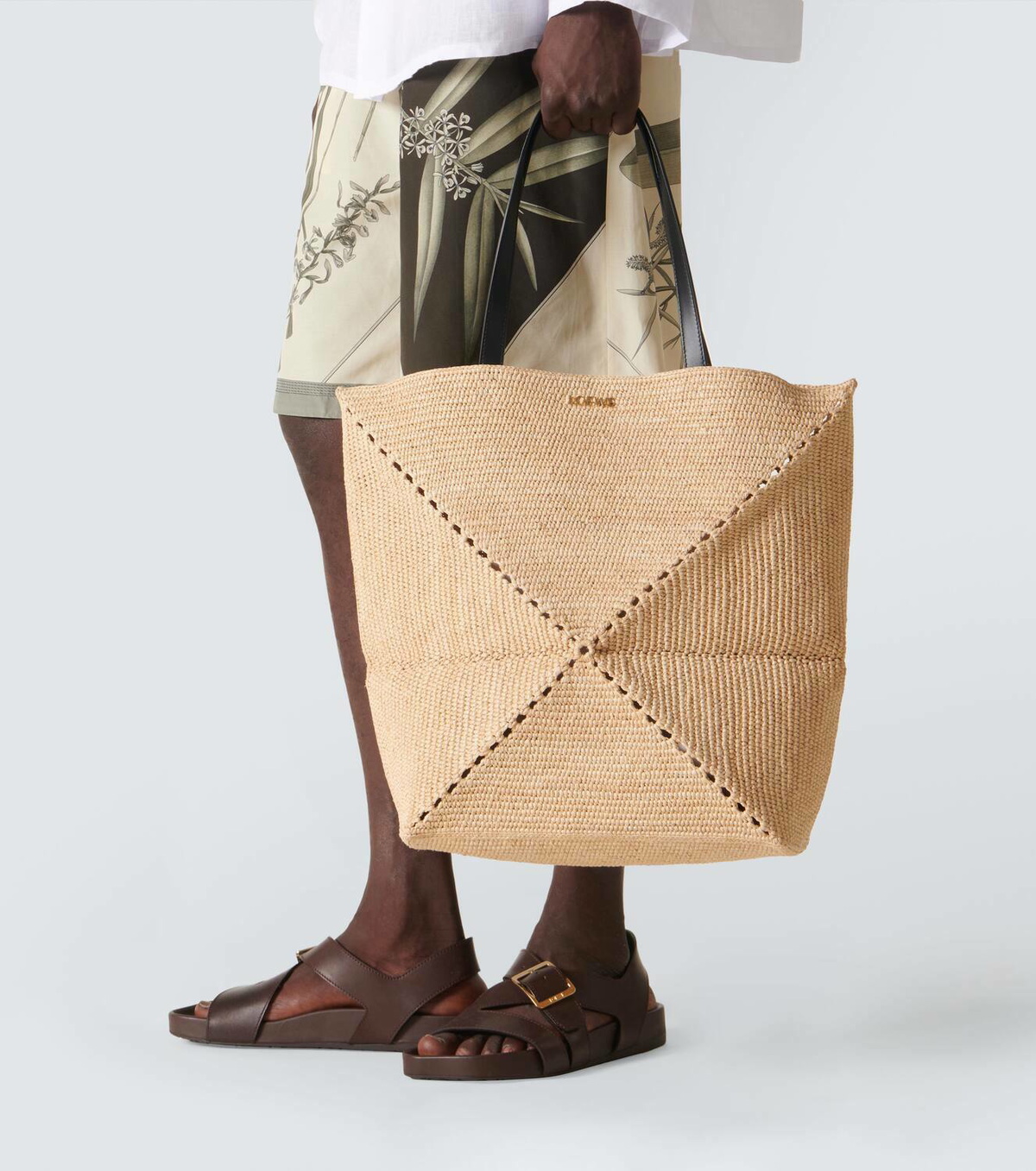 Loewe Paula's Ibiza Puzzle Fold Large raffia tote bag Loewe