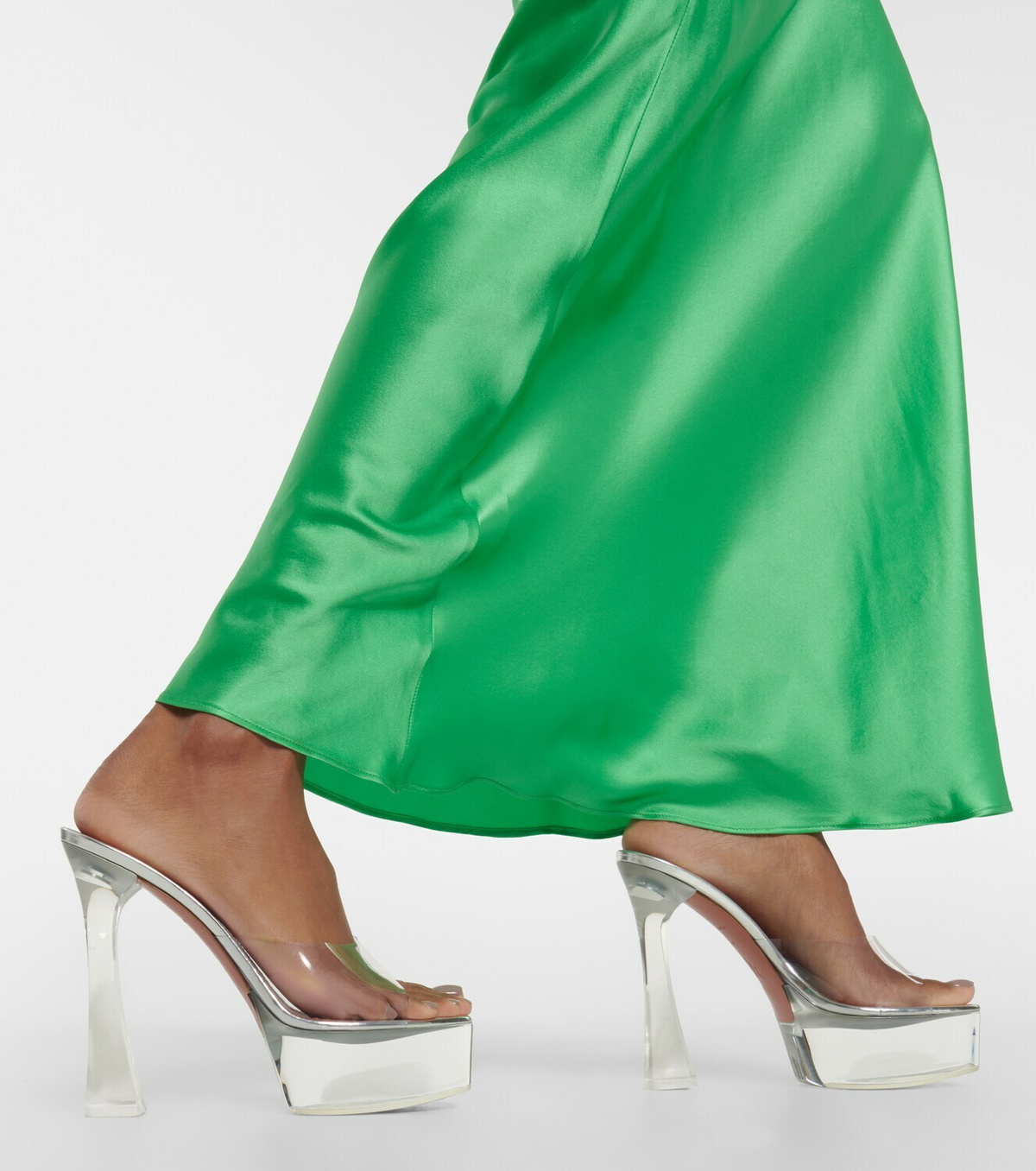 Amina Muaddi - Dalida Glass PVC platform mules