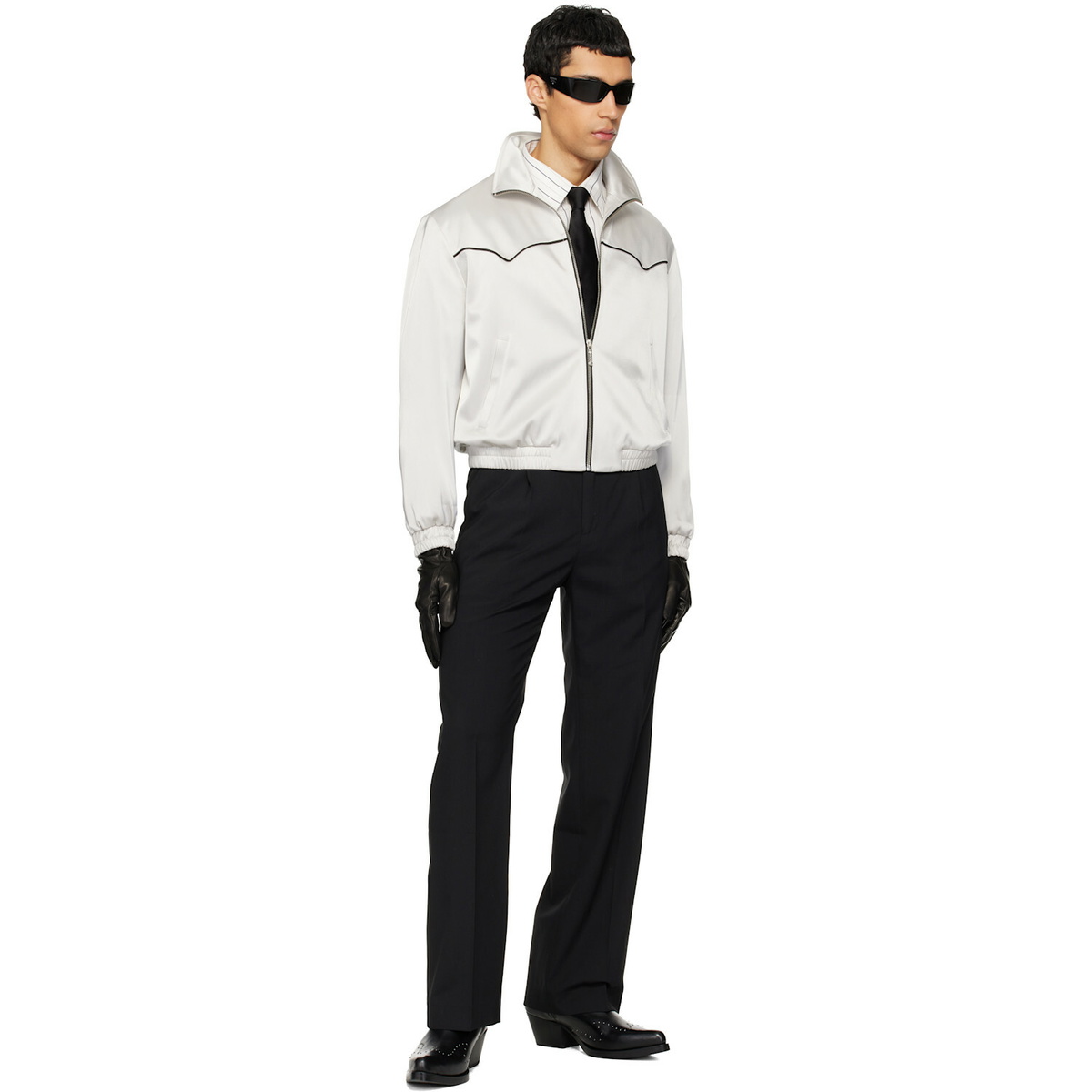Ernest W. Baker Black Pleated Straight Fit Trousers