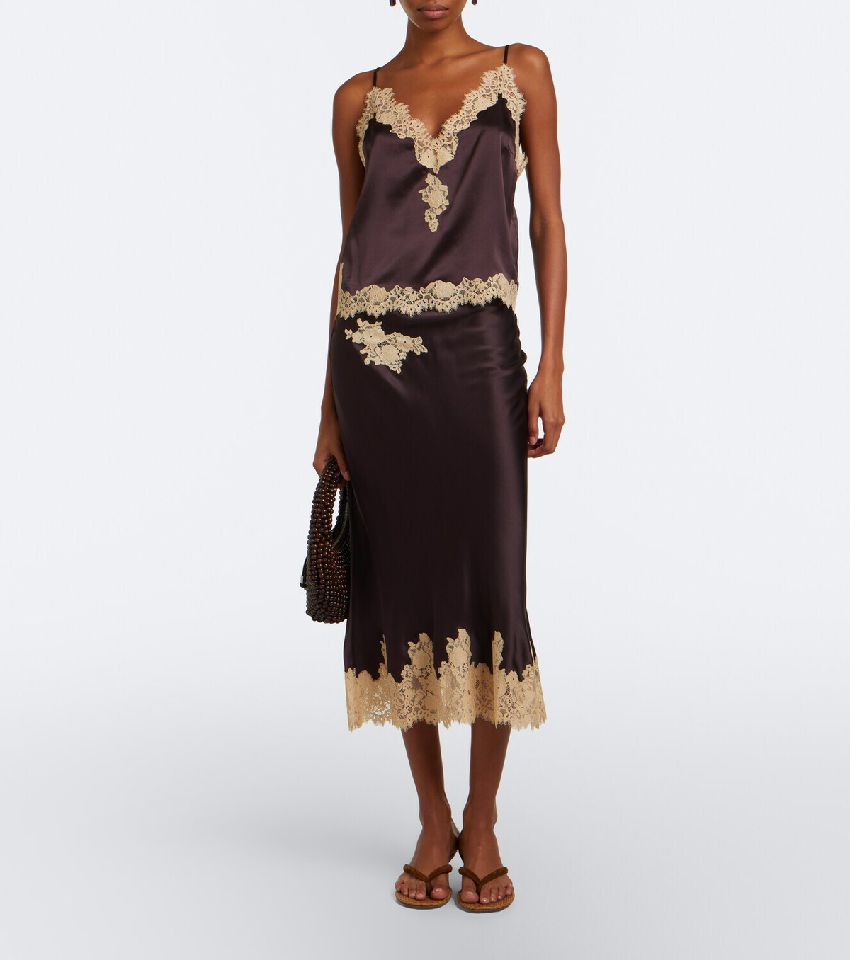 Dôen Kira lace-trimmed silk satin camisole