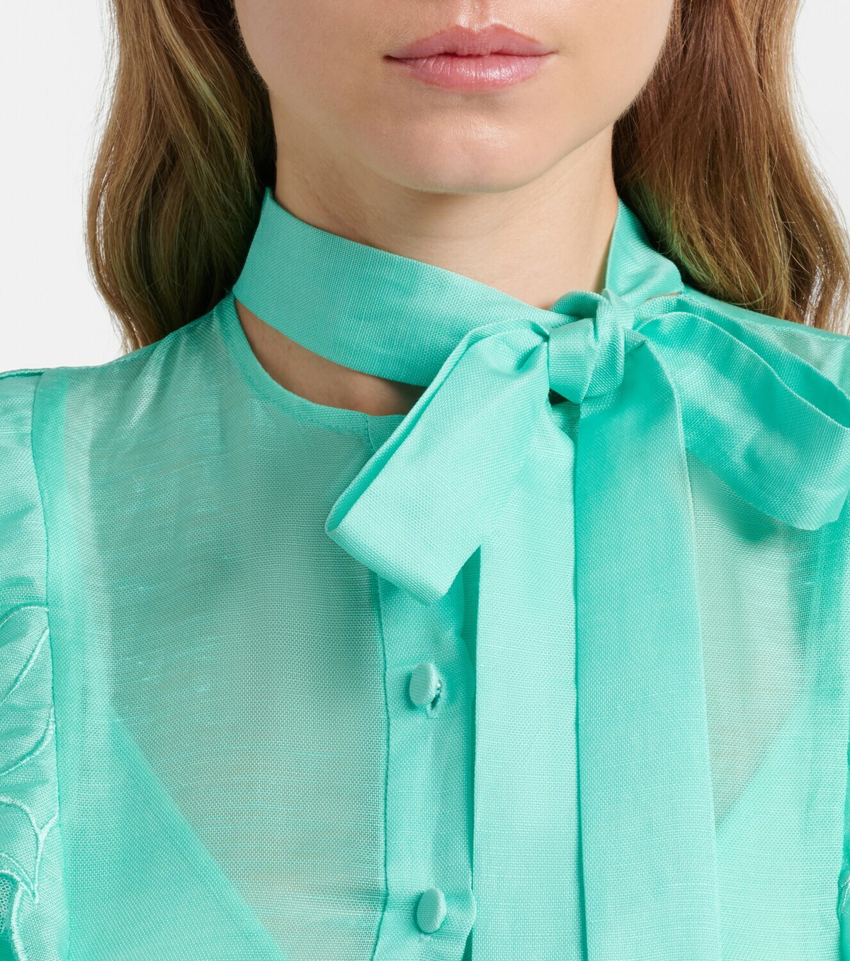 Leo Lin Elsie tie-neck linen and silk maxi dress