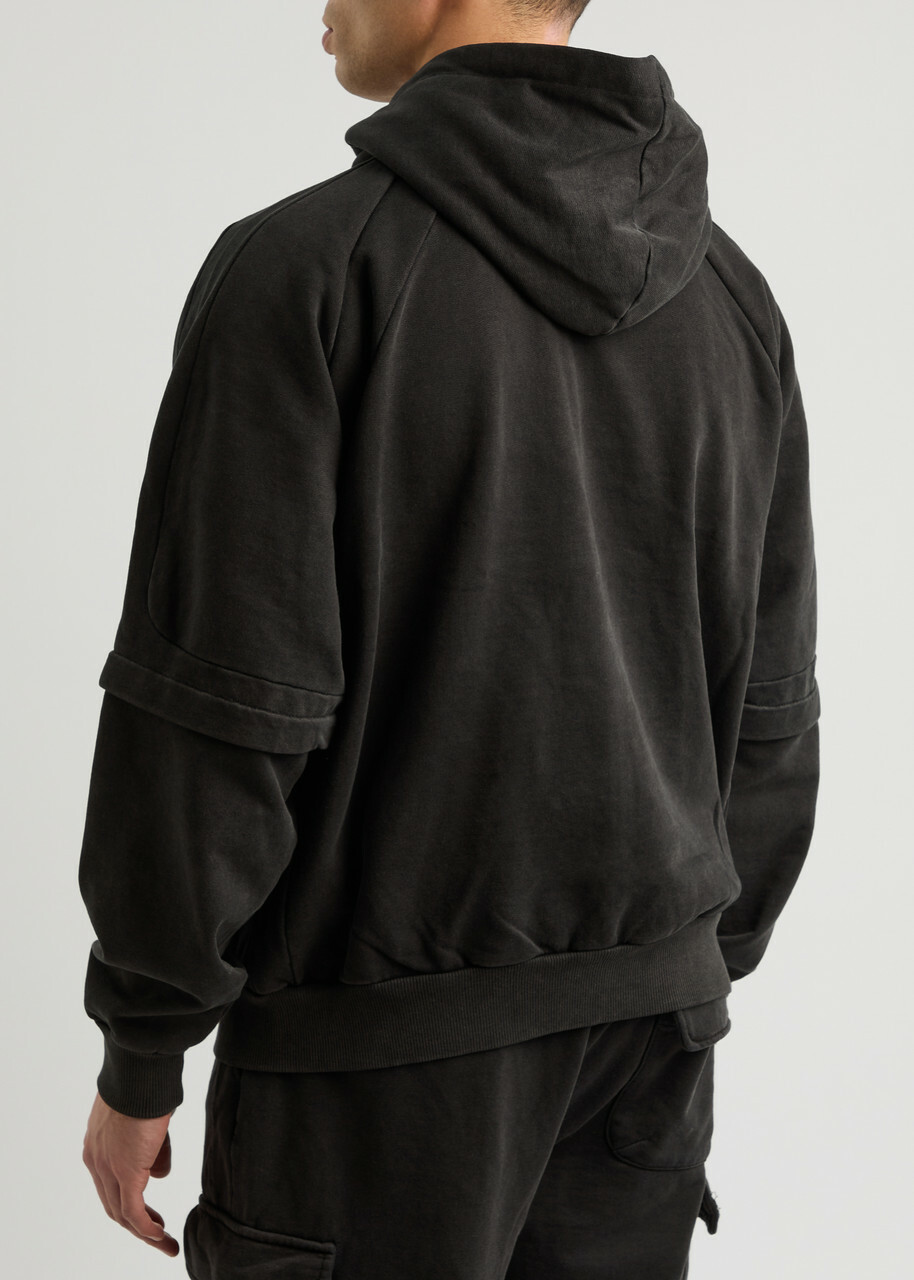 Daily Paper Logo Hooded Cotton Sweatshirt Black