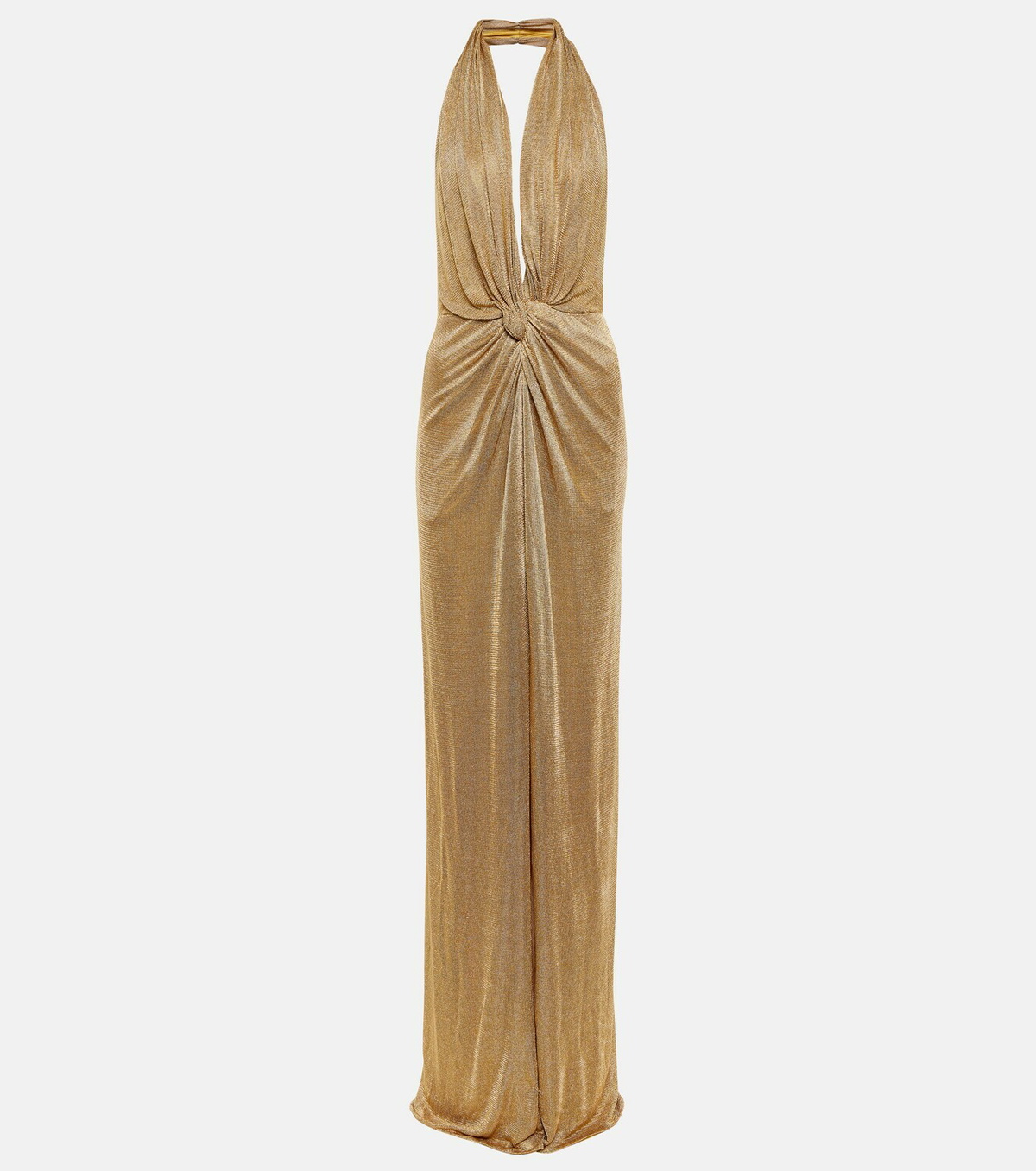 Costarellos Nara gathered metallic gown Costarellos