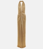 Costarellos Nara gathered metallic gown