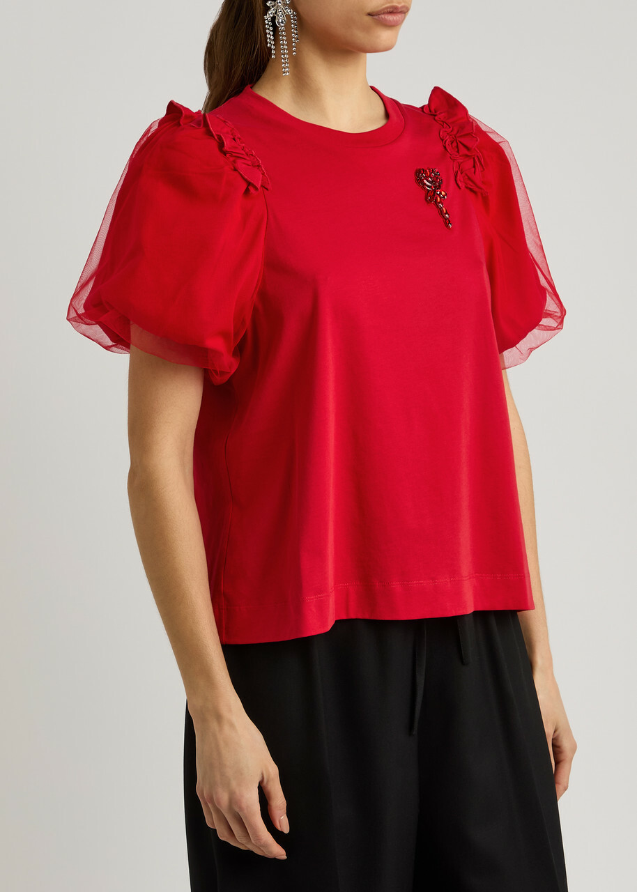 SIMONE ROCHA Tシャツ Simone Rocha ribbon-printed T-shirt | White | FARFETCH