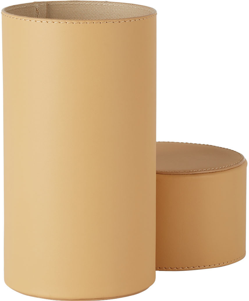 Los Objetos Decorativos Yellow Leather Tube Catchall