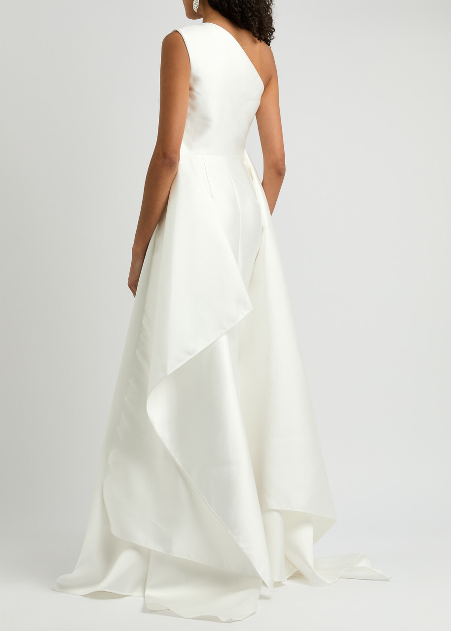 Solace London Charo One-shoulder Faille Gown Cream