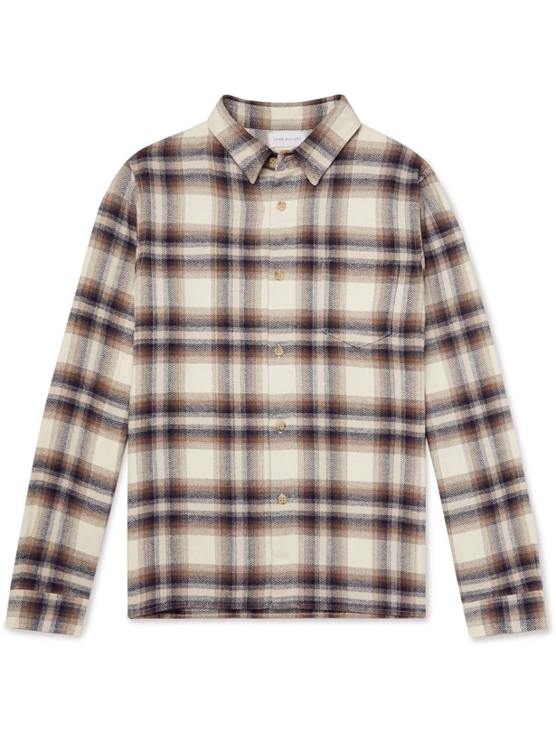 Photo: JOHN ELLIOTT - Checked Herringbone Cotton-Flannel Shirt - Neutrals - M