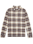 JOHN ELLIOTT - Checked Herringbone Cotton-Flannel Shirt - Neutrals - M