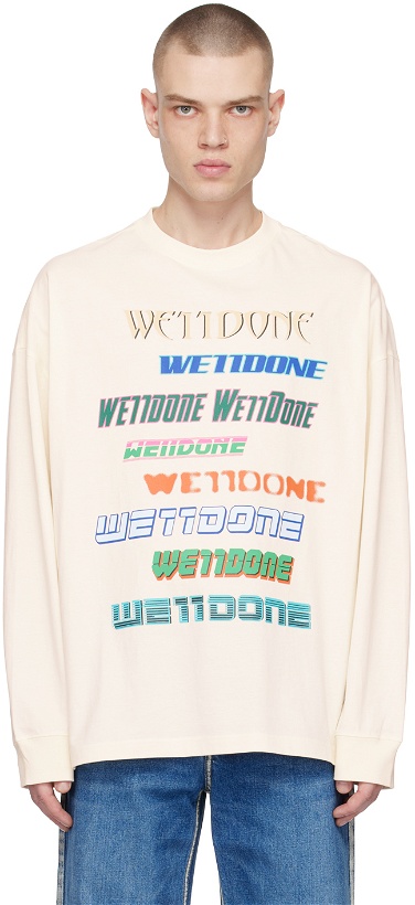 Photo: We11done Off-White Printed Long Sleeve T-Shirt