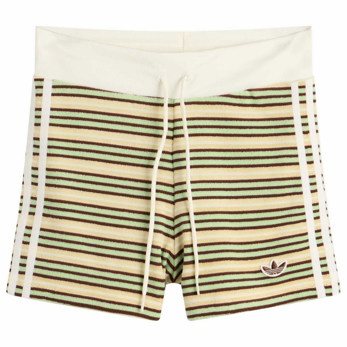 Adidas Women's Striped Terry Mini Shorts in Multicolor/Easy Yellow