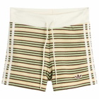 Adidas Women's Striped Terry Mini Shorts in Multicolor/Easy Yellow