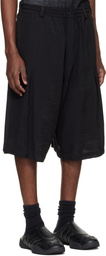 Y-3 Black Crinkle Pleated Shorts
