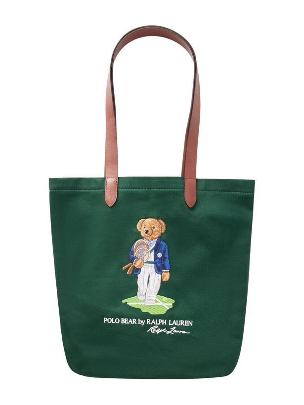Photo: Polo Ralph Lauren - <ul> <li>Wimbledon Embroidered Leather-Trim Medium Cotton Tote Bag</li> </ul>