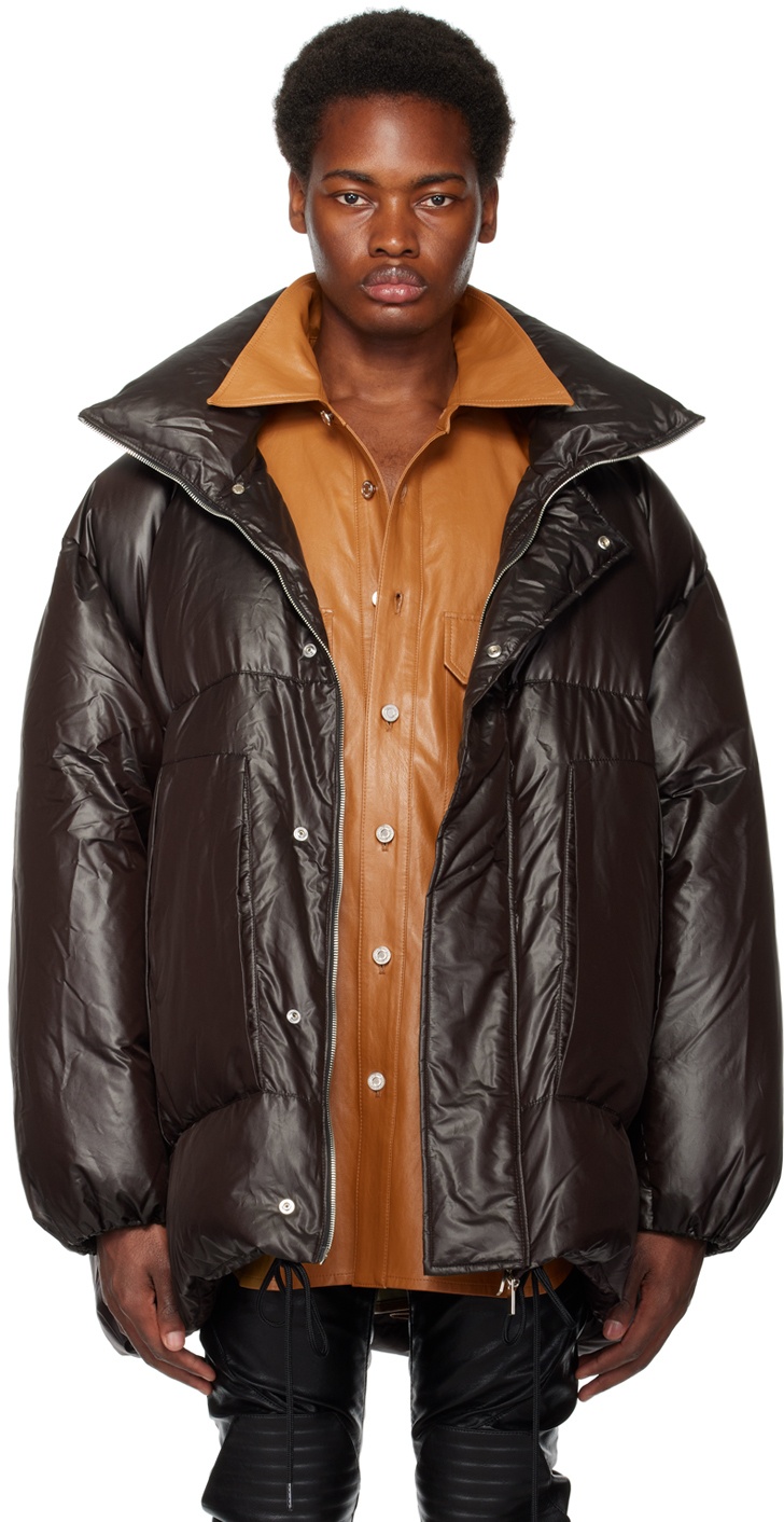 System Brown Quilted Down Jacket System