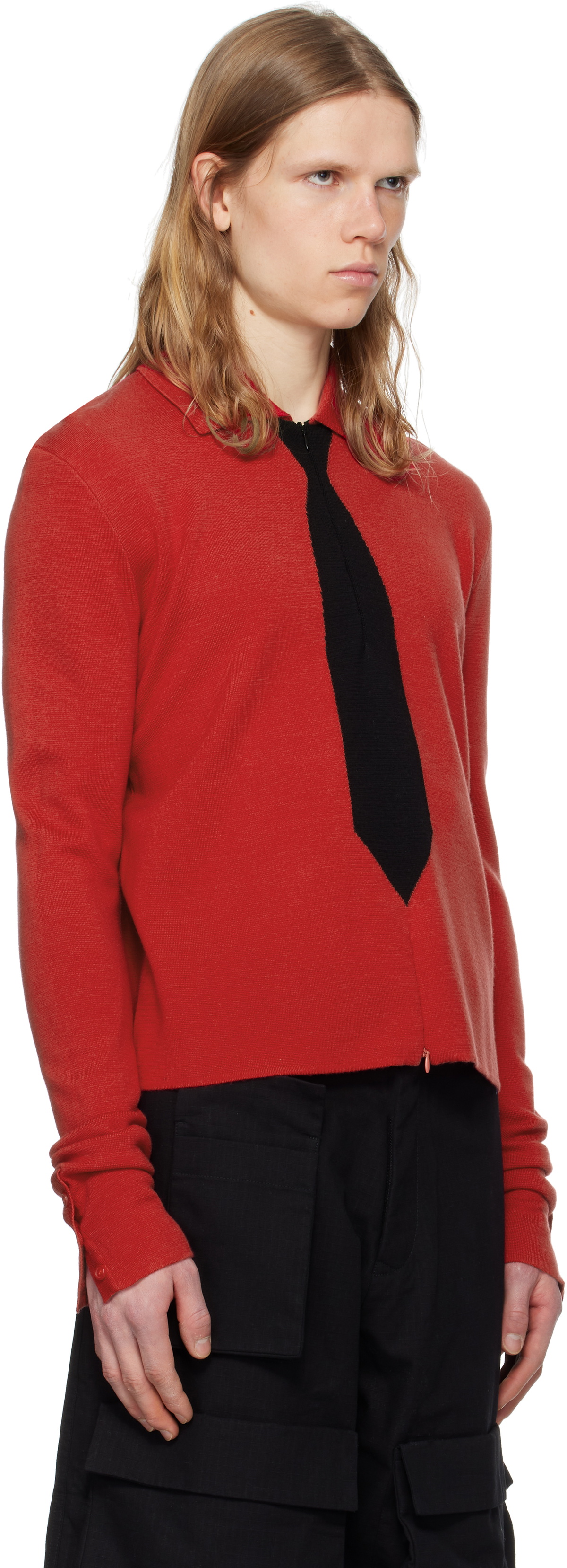 SPENCER BADU Red Knitted Uniform Polo