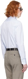 ZEGNA White & Blue Striped Shirt