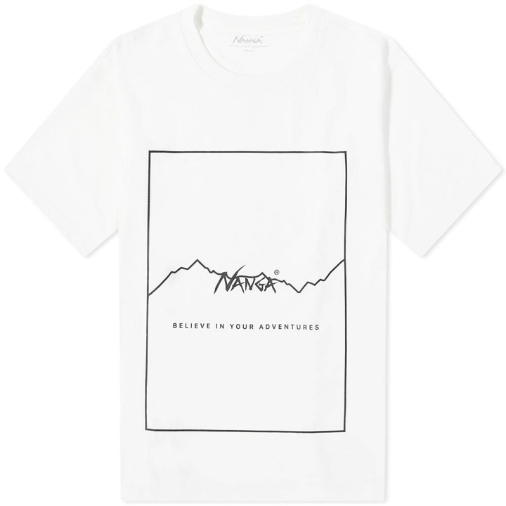 Photo: Nanga Men's Dry Mix Frame Logo T-Shirt in White