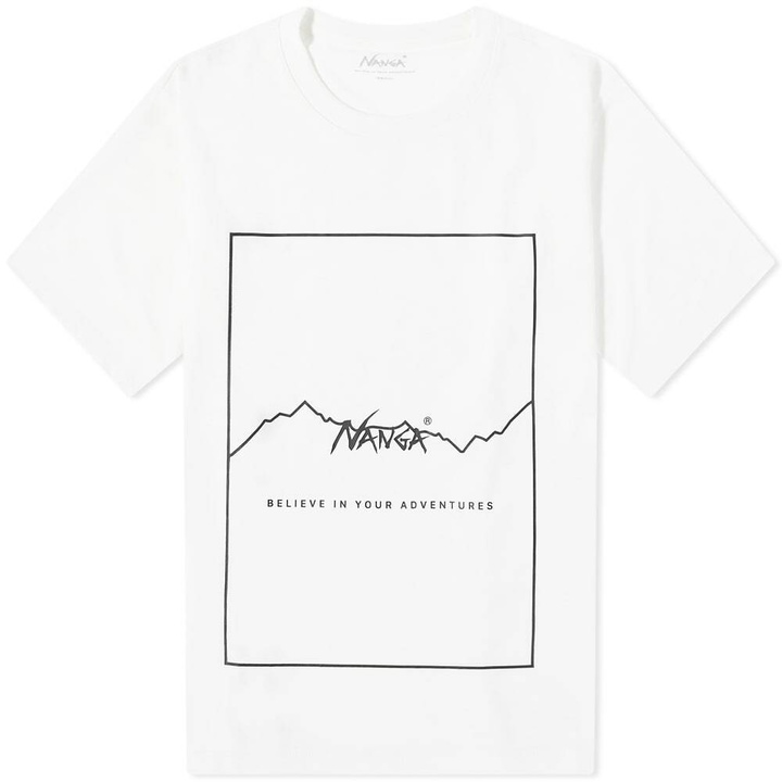 Photo: Nanga Men's Dry Mix Frame Logo T-Shirt in White