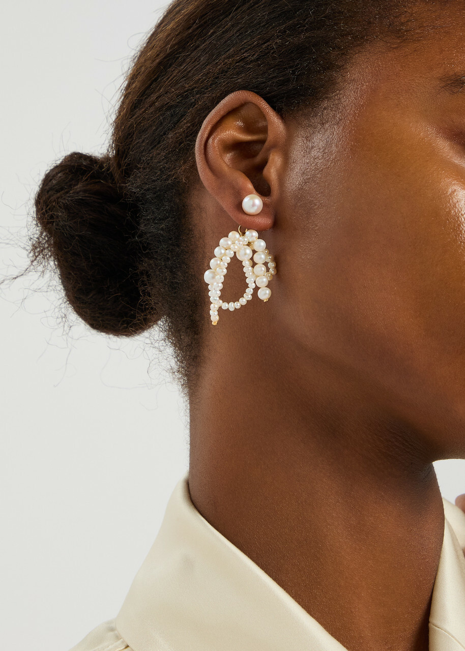 Completedworks Pearl-embellished 18kt Gold Vermeil Drop Earrings - One Size