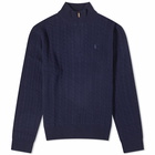 Polo Ralph Lauren Men's Half Zip Cable Knit Jumper in Hunter Navy