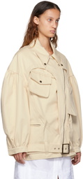 Simone Rocha Off-White Longline Biker Jacket