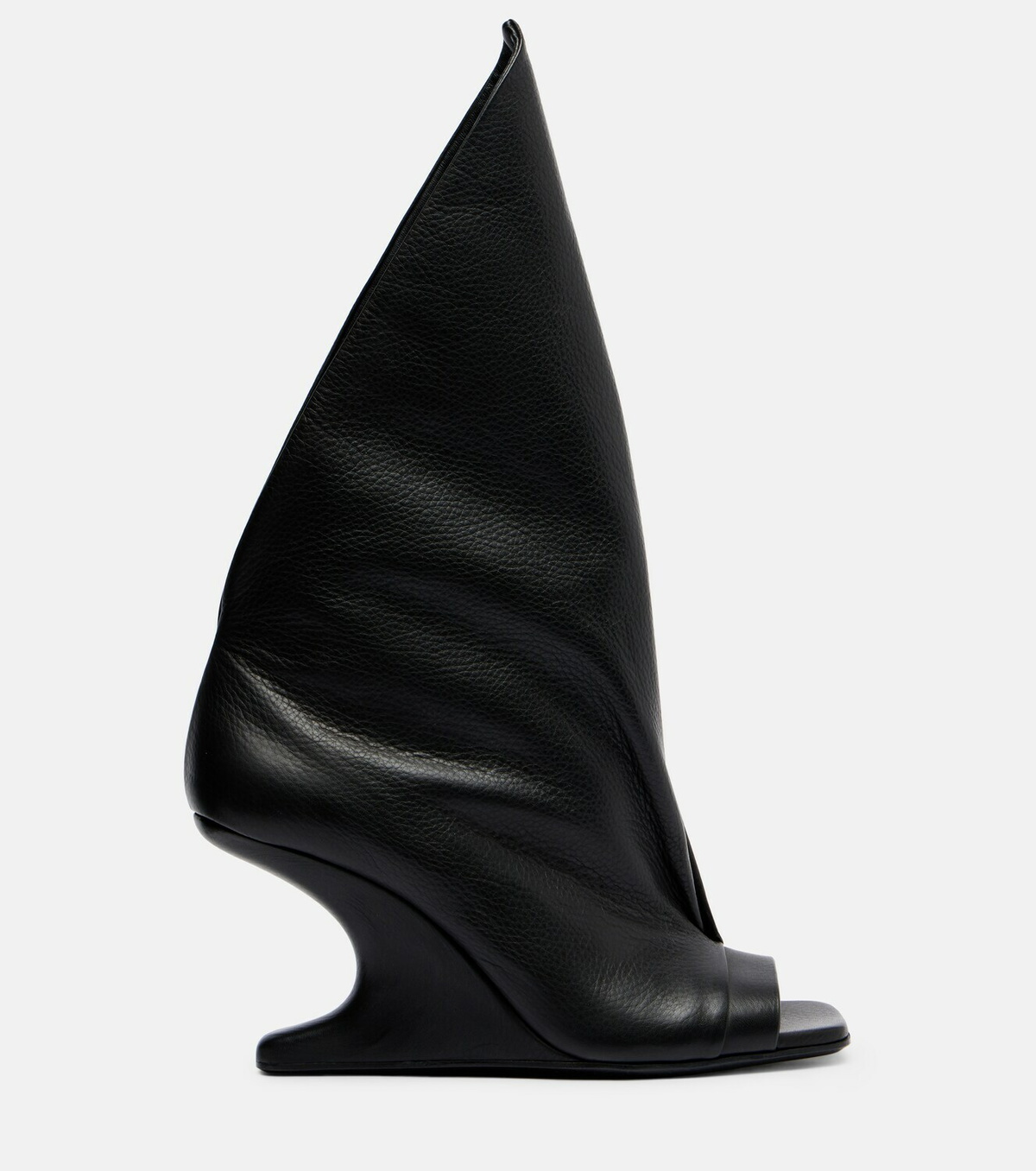 Rick Owens Cantilever leather peep-toe boots