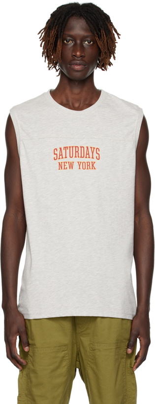 Photo: Saturdays NYC Gray 'Saturdays' Varsity Tank Top