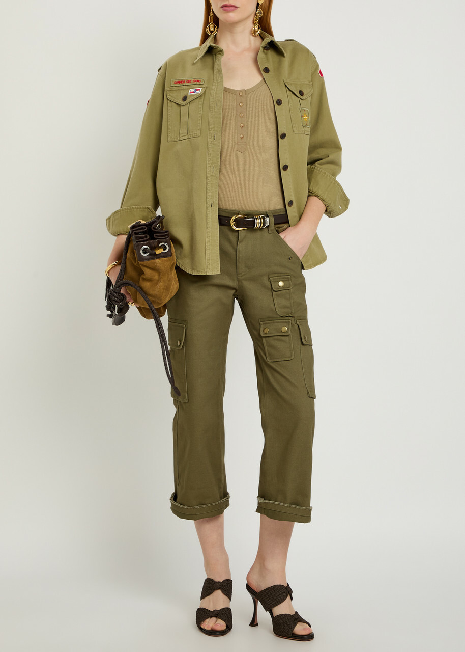 Isabel Marant Josine Twill Cropped Cargo Trousers Khaki