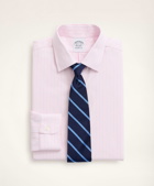 Brooks Brothers Men's Stretch Regent Regular-Fit Dress Shirt, Non-Iron Royal Oxford Ainsley Collar Stripe | Pink