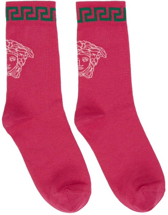 Photo: Versace Pink Medusa Greca Socks