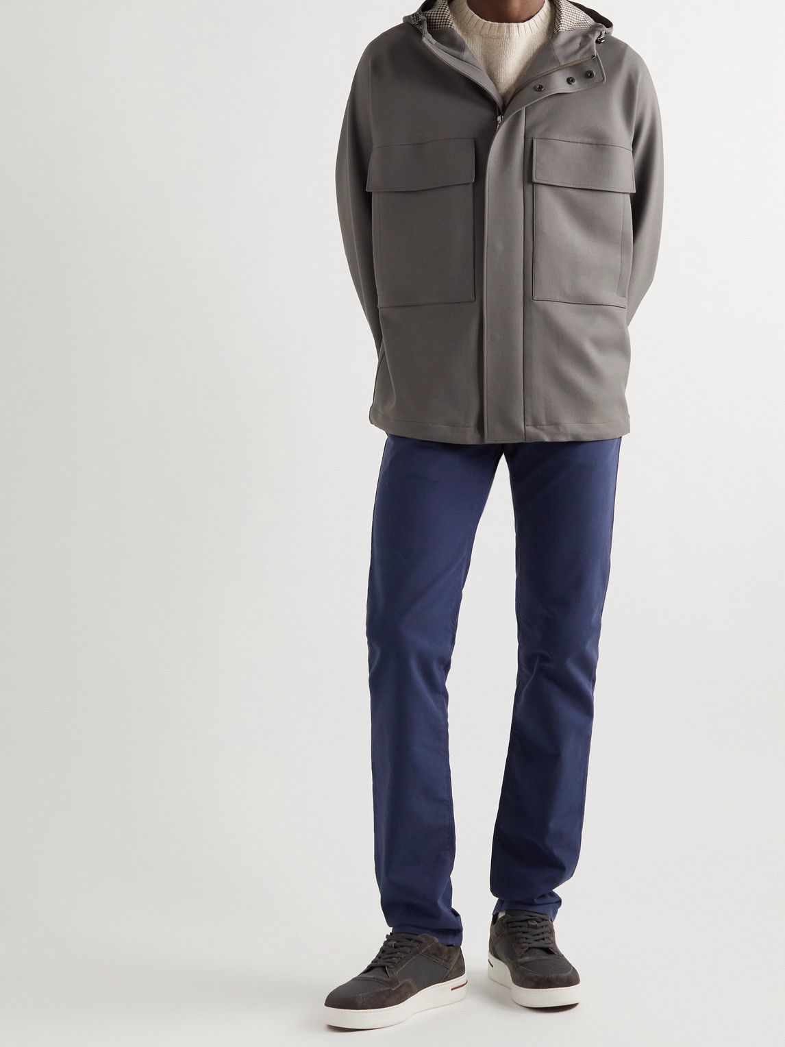 Loro Piana - Holburn Rain System Stretch-Wool Hooded Jacket - Gray