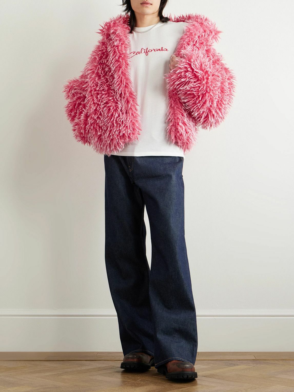 ERL - Hooded Plush Fabric Jacket - Pink