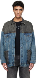 R13 Blue & Black Lacey Denim Trucker Jacket
