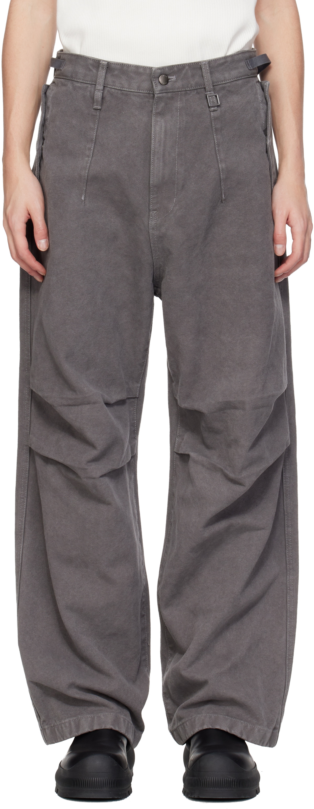 WOOYOUNGMI Gray 3D Wide Trousers